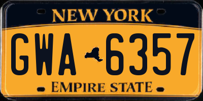 NY license plate GWA6357