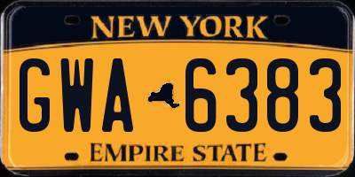 NY license plate GWA6383