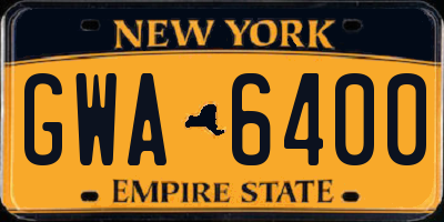 NY license plate GWA6400