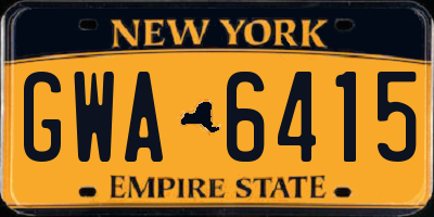NY license plate GWA6415