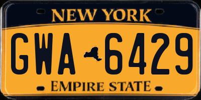 NY license plate GWA6429