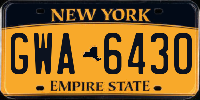 NY license plate GWA6430