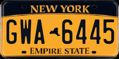 NY license plate GWA6445