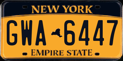 NY license plate GWA6447