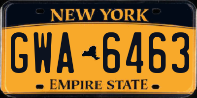 NY license plate GWA6463