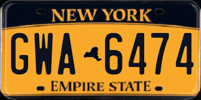 NY license plate GWA6474