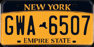 NY license plate GWA6507