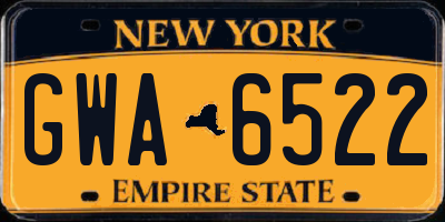 NY license plate GWA6522