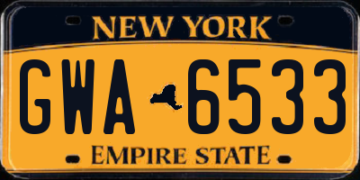 NY license plate GWA6533