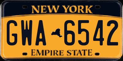 NY license plate GWA6542
