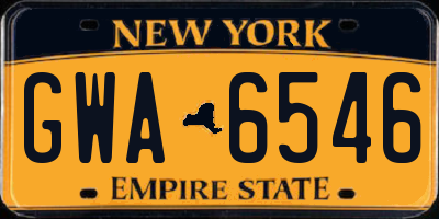 NY license plate GWA6546