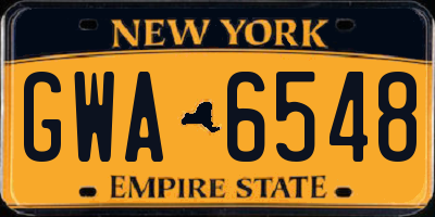 NY license plate GWA6548
