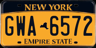 NY license plate GWA6572
