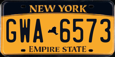 NY license plate GWA6573