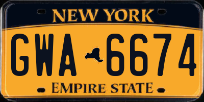NY license plate GWA6674