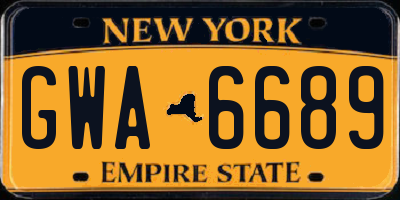 NY license plate GWA6689