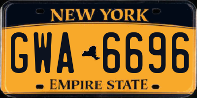 NY license plate GWA6696