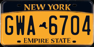 NY license plate GWA6704