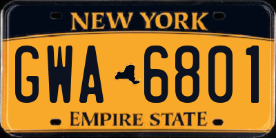 NY license plate GWA6801