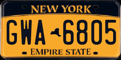 NY license plate GWA6805