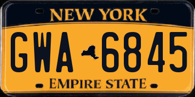 NY license plate GWA6845