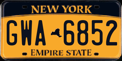 NY license plate GWA6852