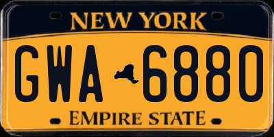 NY license plate GWA6880
