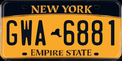 NY license plate GWA6881