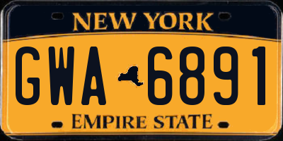 NY license plate GWA6891