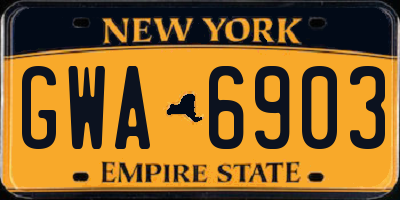 NY license plate GWA6903