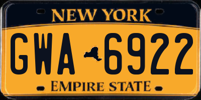 NY license plate GWA6922