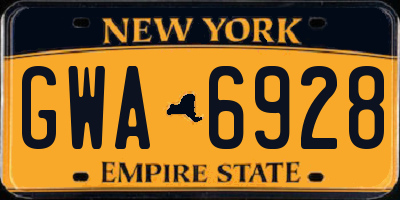 NY license plate GWA6928