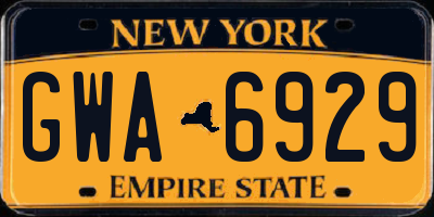NY license plate GWA6929
