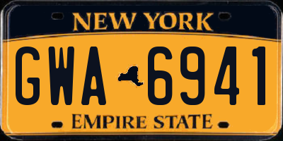 NY license plate GWA6941
