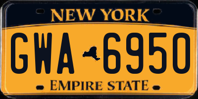 NY license plate GWA6950