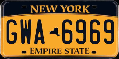 NY license plate GWA6969