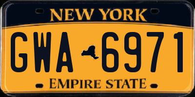 NY license plate GWA6971
