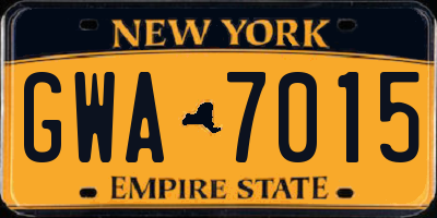NY license plate GWA7015