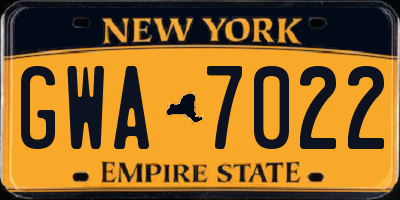 NY license plate GWA7022