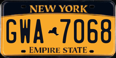 NY license plate GWA7068
