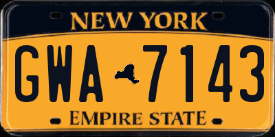 NY license plate GWA7143