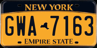 NY license plate GWA7163