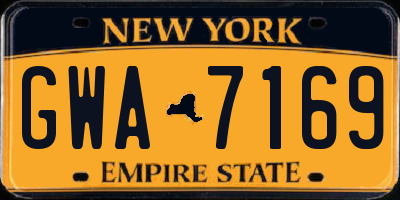 NY license plate GWA7169