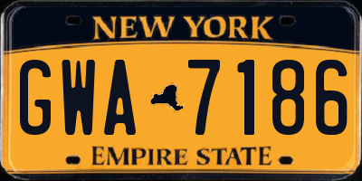 NY license plate GWA7186