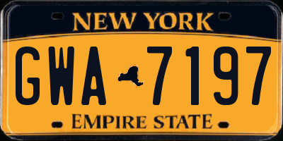 NY license plate GWA7197