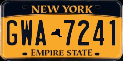 NY license plate GWA7241
