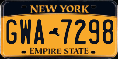 NY license plate GWA7298