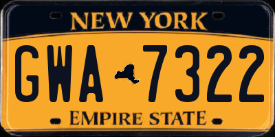NY license plate GWA7322