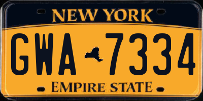 NY license plate GWA7334