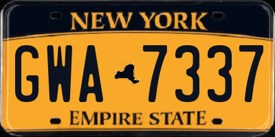 NY license plate GWA7337